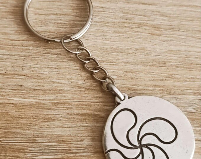 Basque Cross / Lauburu key ring ø30mm - Offbeat model - Made in France