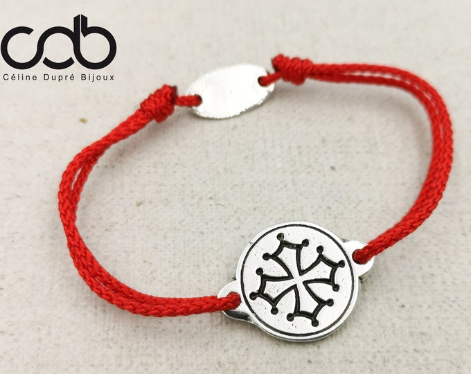 Occitan Cross Bracelet - 10 micron silver finish - 17mm color of your choice
