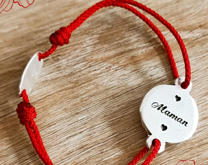 "Mom" bracelet - ø17mm - size and color of your choice - Silver finish
