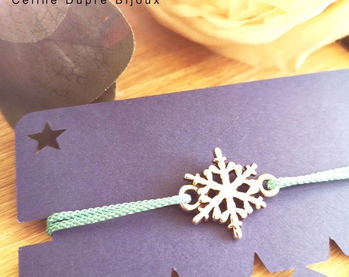 Bracelet "Snowflake" tin silver finish 925 - ø18mm color choice