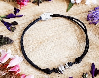 Bracelet for your tinplate wedding - 5 raw tinplate beads - Model with elongated beads