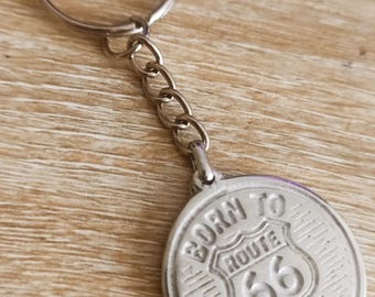 Tinplate key ring - Born to Ride - Route 66 - ø30mm - tinplate