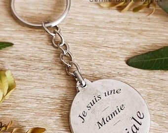 "I'm a great Granny" key ring in tinplate with 925 silver finish - ø30 mm