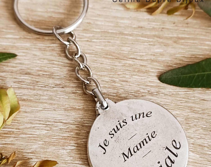 "I'm a great Granny" key ring in tinplate with 925 silver finish - ø30 mm