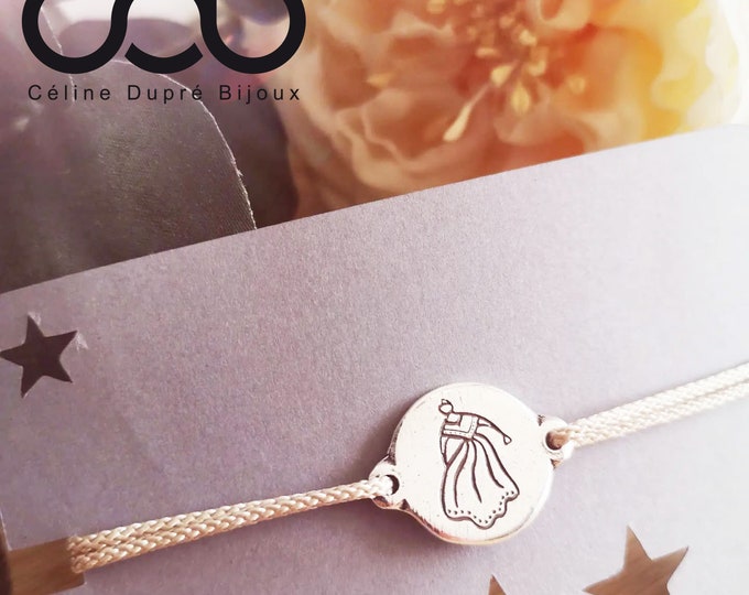 Adjustable bracelet "Arlesienne" silver finish 925 - ø16mm -Cord of your choice