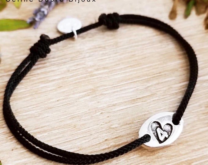 4 year bracelet with heart (Wax Wedding) - silver finish tinplate - Oval 9x15mm