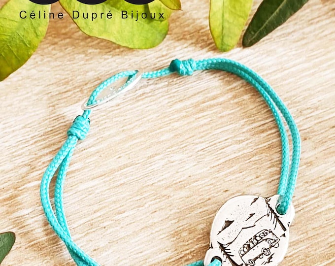 Van Life Bracelet - Medal ø15mm tinplate finish 925 silver - Made In France