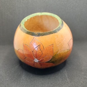 Poinsettia Carved Gourd Bowl | Earthy Christmas