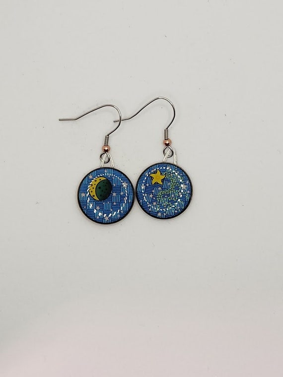 Handmade Moon and Stars Earrings - image 1