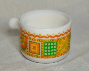 Vintage Avon Patchwork Milk Glass Soup Cup
