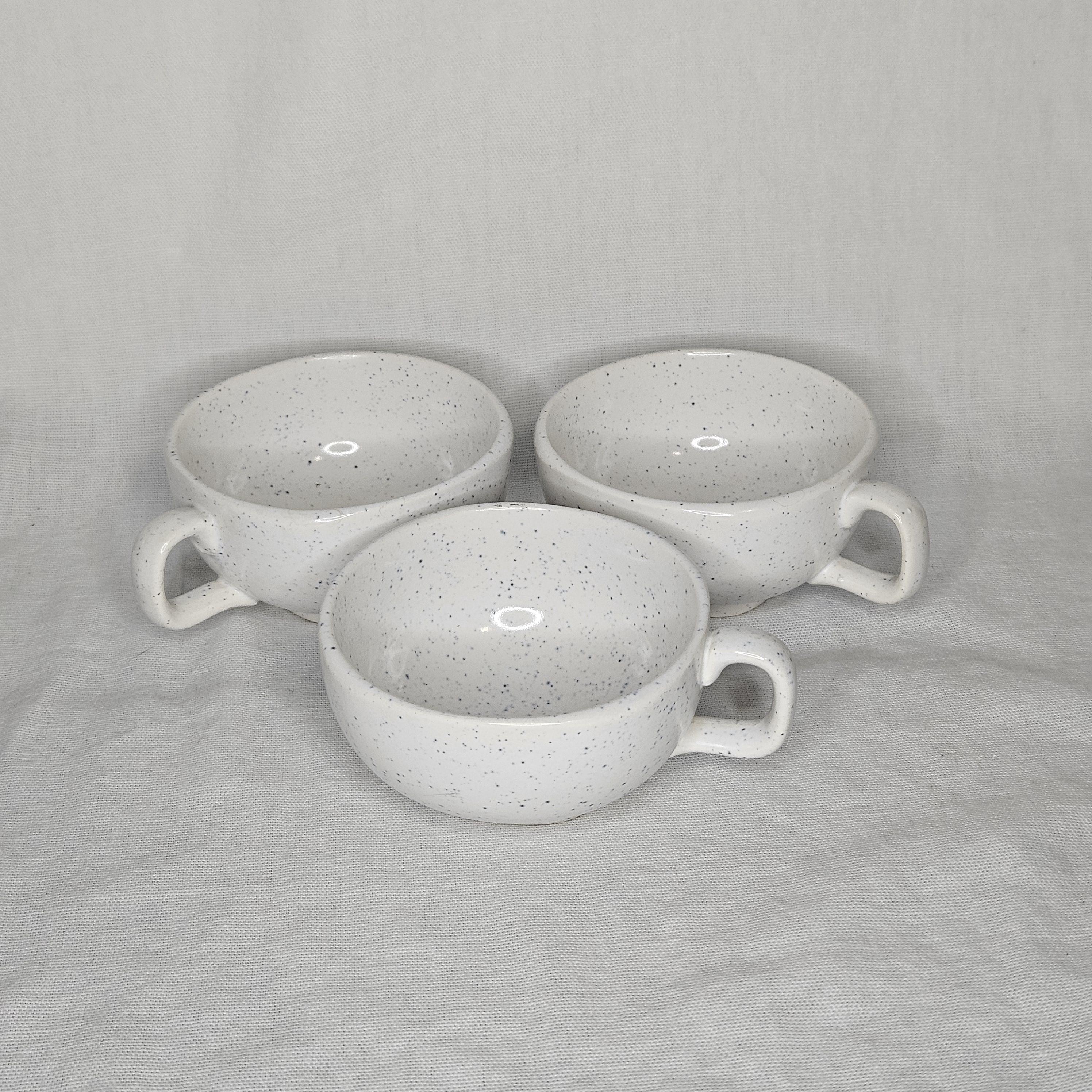Set of 3 - Vintage Speckled Blue and White Ceramic Coffee/Tea Mugs