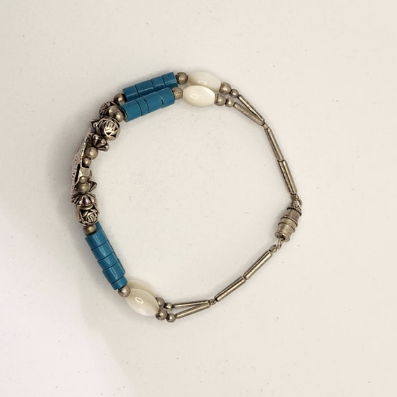 Turquoise and Silver Metal Western/Boho Bracelet - image 4