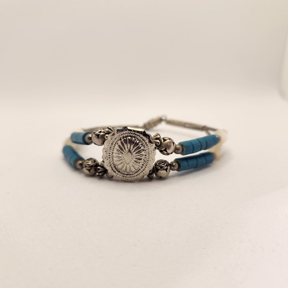 Turquoise and Silver Metal Western/Boho Bracelet - image 3