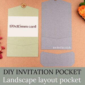 DIY Vertical Pocketfold Envelope. 120x175mm / 5x7" for wedding invitations. Flat pack, many colours. Easy DIY assembly.