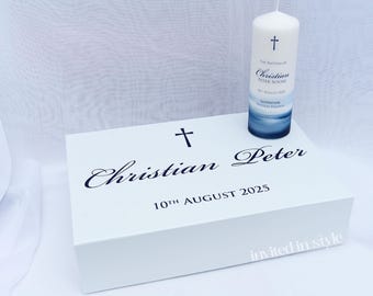 Caja de recuerdos para bautizo, grande o pequeña. Regalo para bebé/recién nacido, regalo de cumpleaños. Personalizable (opcional).