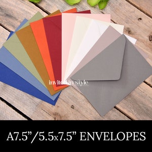 Invitation envelopes A7.5" for DIY Canva invitations. Optional address printing. Choose your envelope colour. Pk of 10 Wedding|Engagement