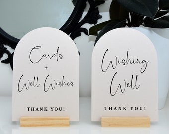 Wishing Well/Cards and Wishes Sign | Printed sign ready to display | Modern Arch. Wedding/Engagement/Bridal shower/Baptism/Hen's sign