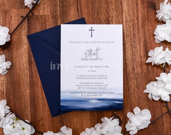 Baptism | Christening invitation. Printed invitations ready to send - optional address printing.