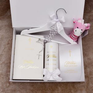 Christening Gift Package. Personalised Baptism keepsake box with foil - Large