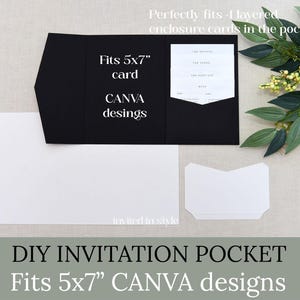 DIY Invitation Pocket/Envelope to fit Canva designs | 5x7" invitations. Flat pack, many colours. Easy, minimal DIY assembly.