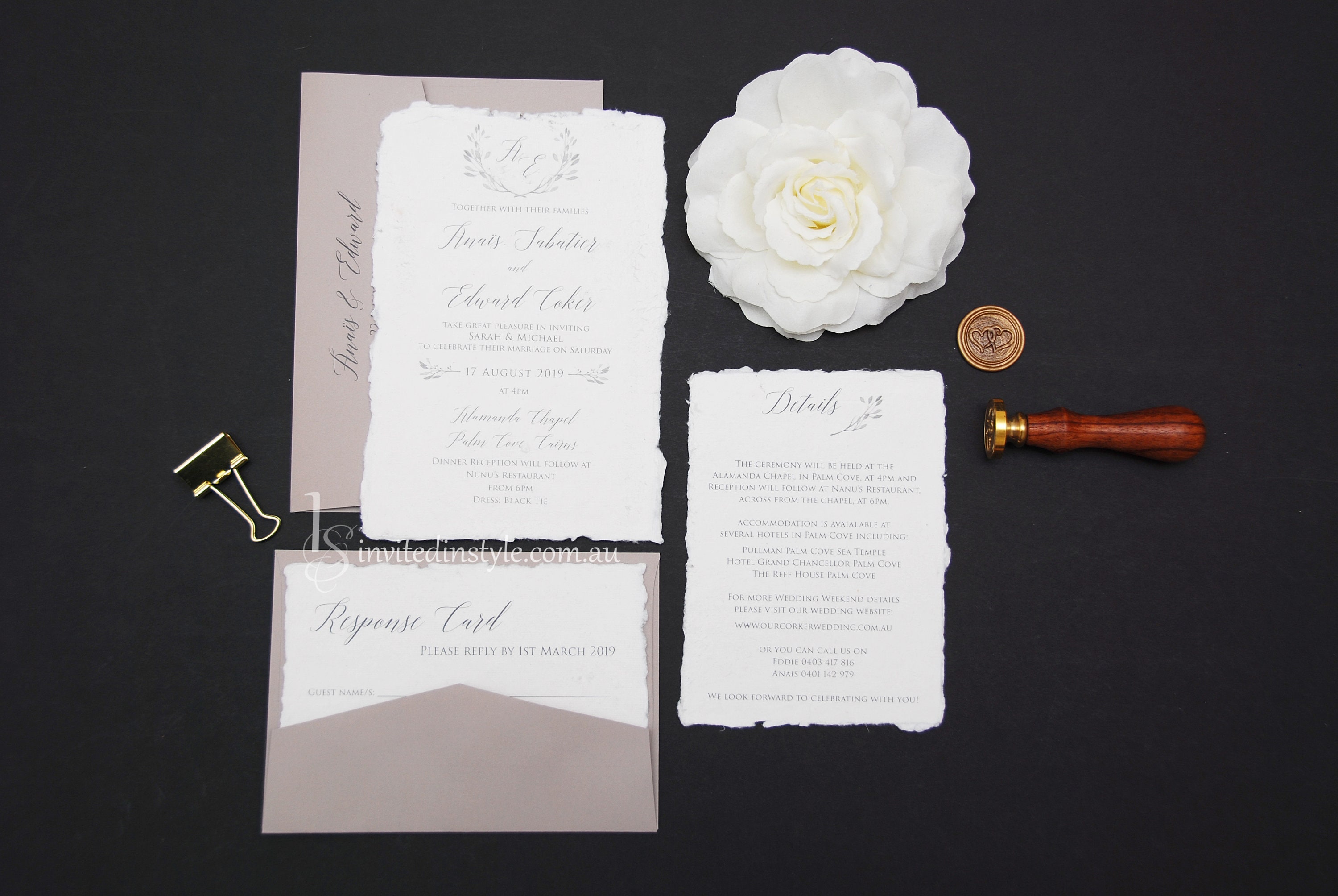 Handmade Paper Wedding Invitation Cotton Paper Cotton Rag Etsy