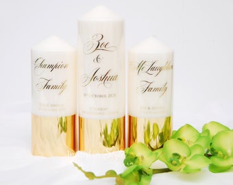 Unity/Church/Wedding Candles - set of 3 - Gold or Silver foil and mirror paper design