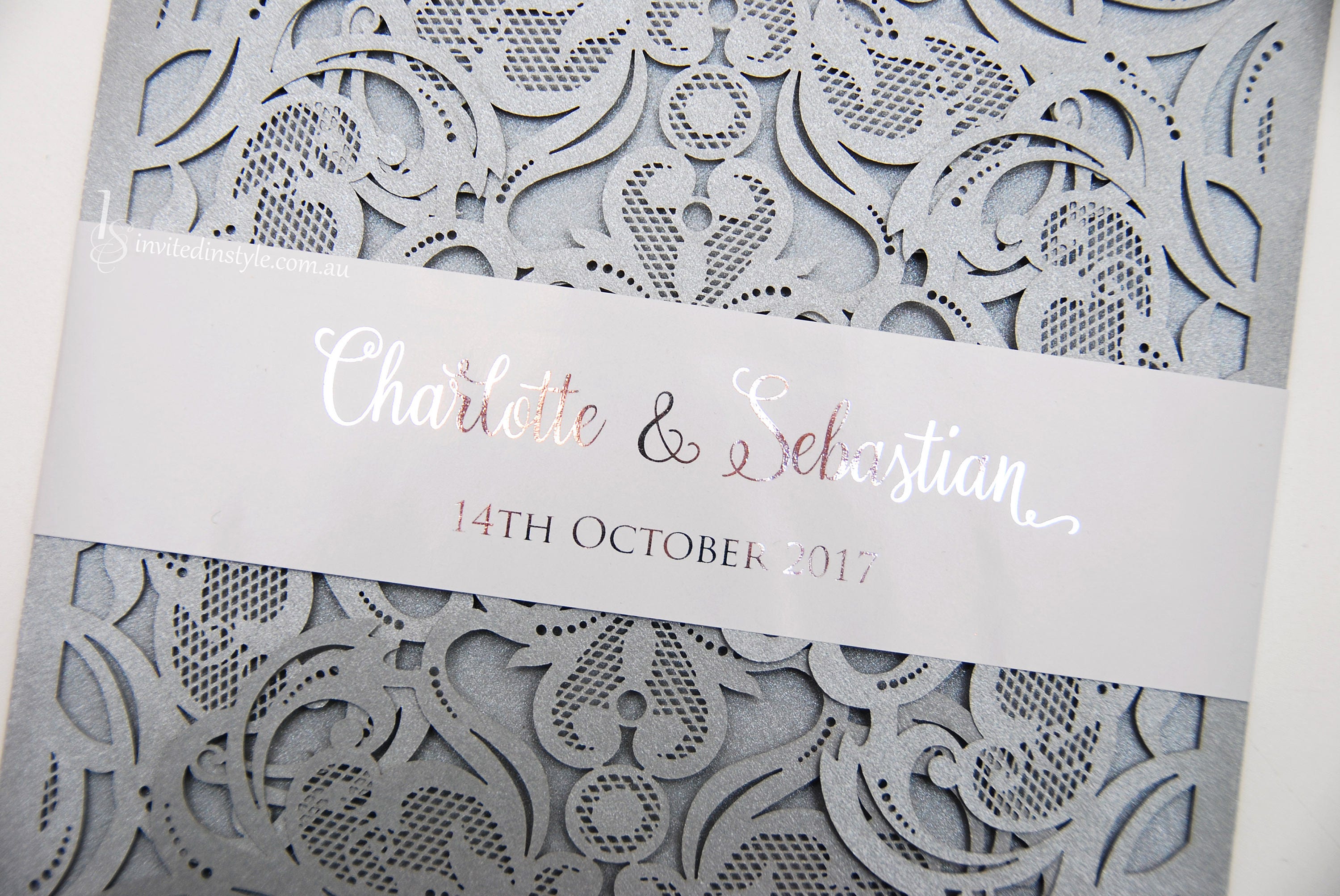 Wedding Invitation Belly Band with real shiny foil custom Etsy