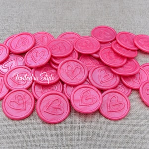 Corazón de amor. Sellos autoadhesivos de lacre. Corazón simple. Paquete de 10/30/50/80/100. Hechos a tu medida, elige tu color.