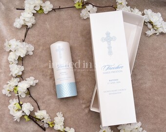 Baptism/Christening Candle & optional 2-piece keepsake box - personalised
