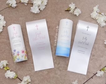 Juego de estola y vela para bautizo/bautizo, caja de recuerdo opcional - personalizada