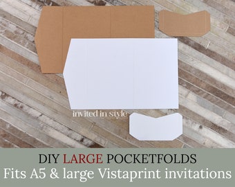 DIY Large Pocketfold Wallet/Envelope to fit A5 or large Vistaprint invitations. Flat pack, many colours. Easy, minimal DIY assembly.