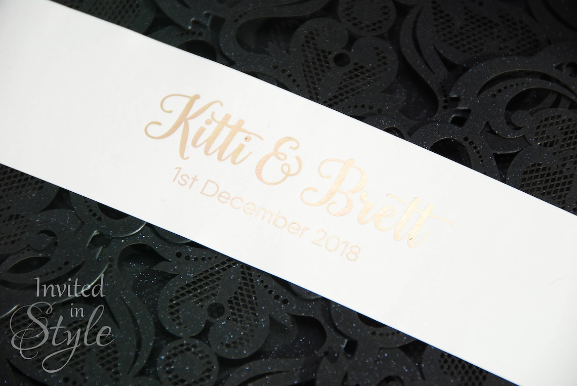 Wedding Invitation Belly Band with real shiny foil custom Etsy