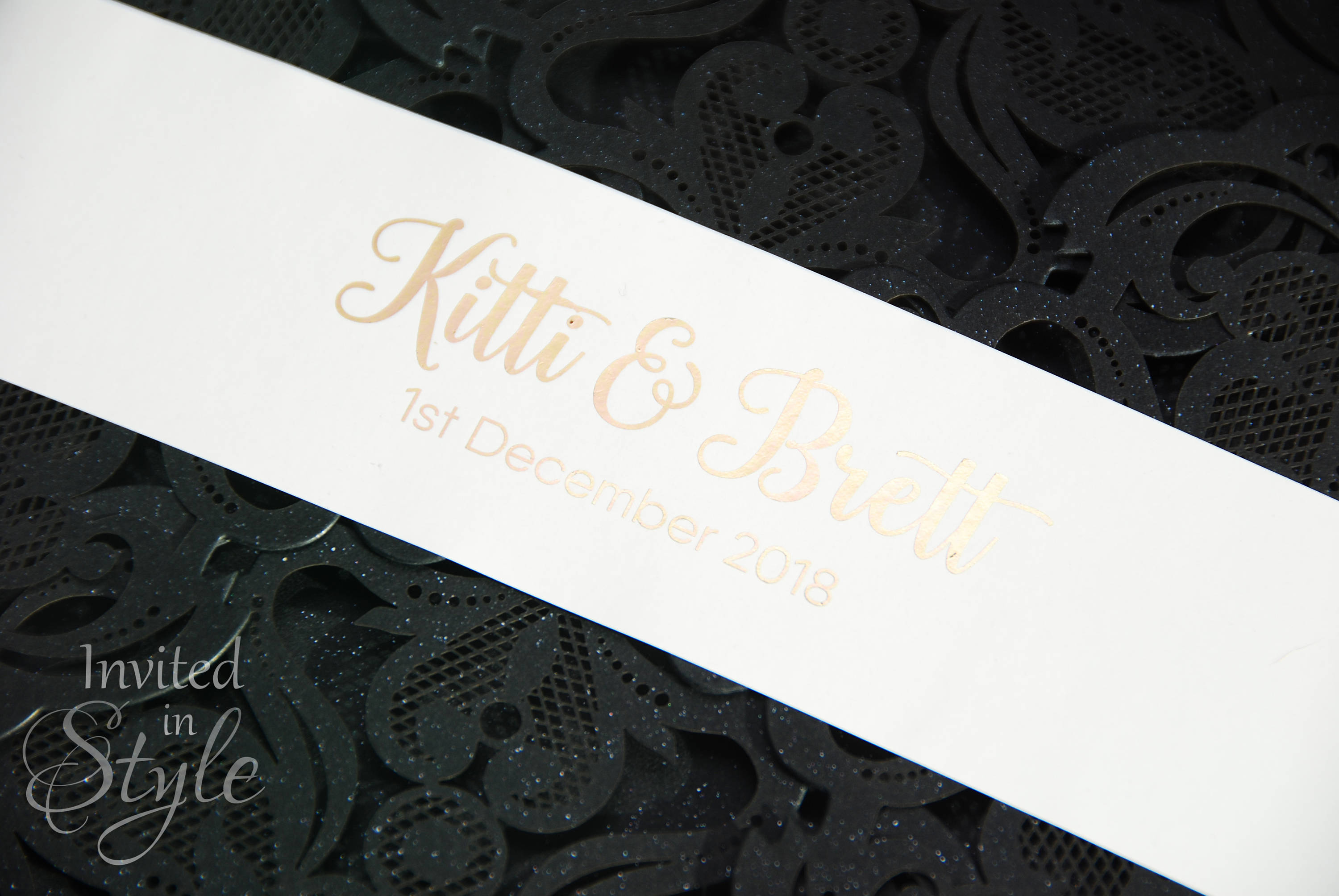 Wedding Invitation Belly Band with real shiny foil custom Etsy