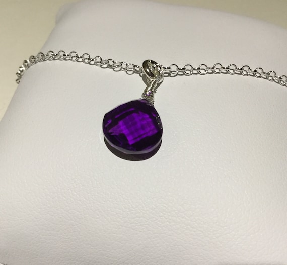 1/" DAINTY 4CT 10MM AMETHYST 925 STERLING SILVER pendant