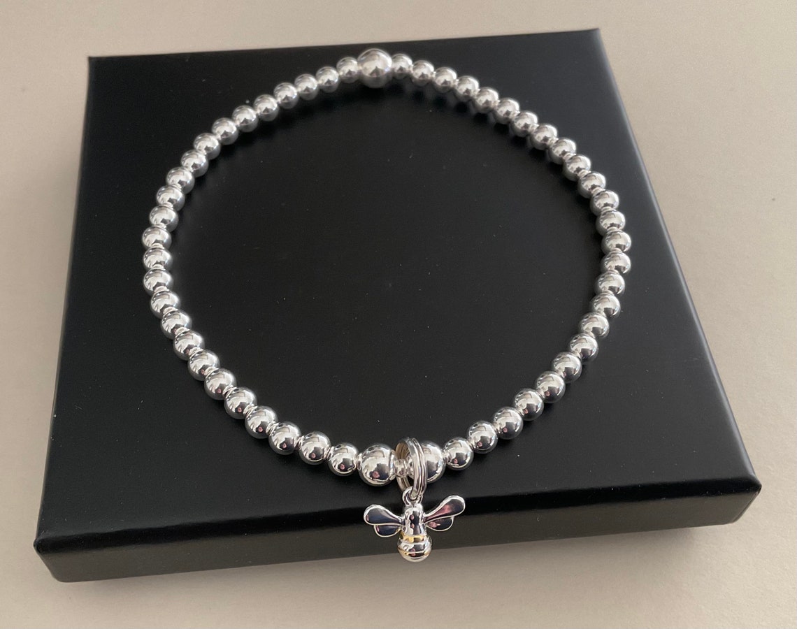Bee Bracelet Sterling Silver Bumblebee charm bracelet Ladies Etsy