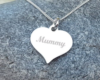 Mum, Mummy, Mom Personalised Engraved Necklace 925 Sterling Silver Gift for Women