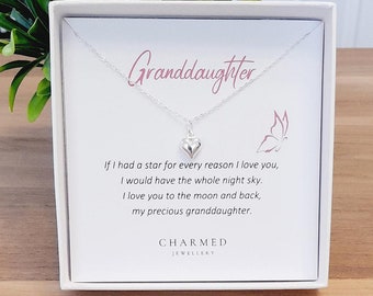 Sterling Silver Puffy Heart Necklace: Granddaughter Gift