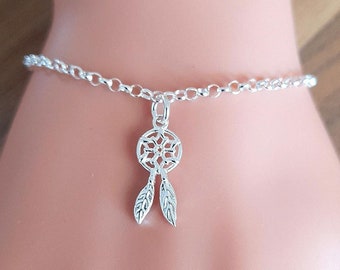 Dreamcatcher Charm Bracelet: 925 Sterling Silver, Boho Jewellery