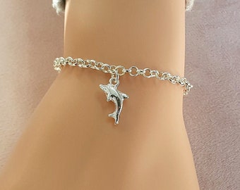 Dolphin Charm Link Bracelet, Gift for Girl's, Women