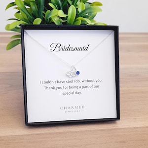 Bridesmaid Gift Infinity Heart Birthstone Necklace | Sterling Silver 925 | Personalised Jewellery