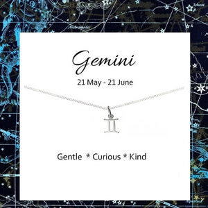 Gemini Zodiac Necklace 925 Sterling Silver Personalised Birthday Gift for Girl's Women image 1