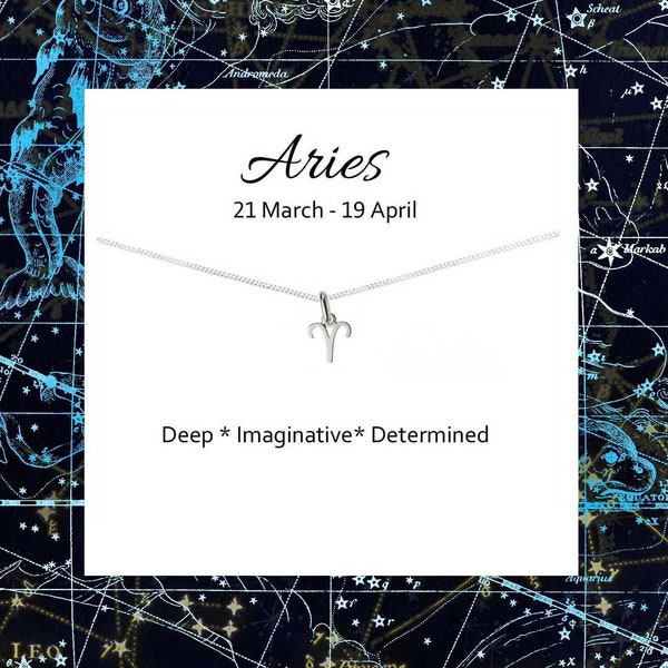 Aries Zodiac Necklace 925 Sterling Silver Personalised Birthday Gift for Girl's Women