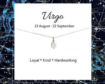 Virgo Zodiac Necklace 925 Sterling Silver Personalised Birthday Gift for Girl's Women