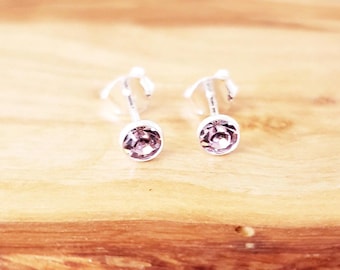 Alexandrite Swarovski Crystal Stud Earrings: Sterling Silver June Birthstone