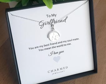 To My Girlfriend, Sterling Silver I Love You Spinner Necklace, Hidden Message, Personalised Gift