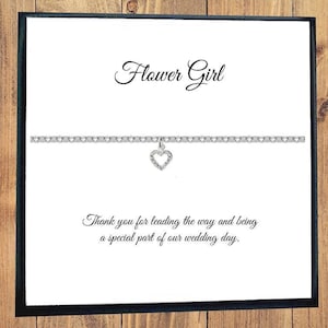 CZ Heart Bracelet: 925 Sterling Silver Flower Girl Gift