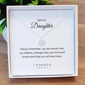 Daughter Infinity Heart Necklace 925 Sterling Silver, Personalised Jewellery Gift for Women & Girls, Birthday Gift for Daughter