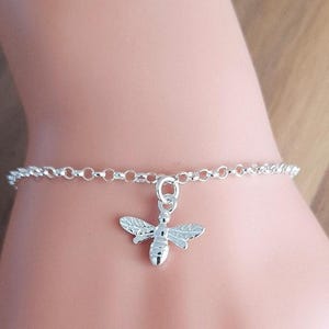 Bee Charm Bracelet 925 Sterling Silver : Adjustable Charm Jewellery
