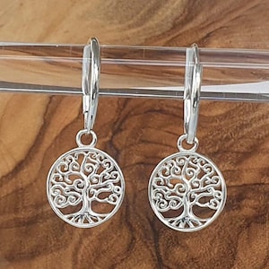 Baum des Lebens Creolen 15mm 925 Sterling Silber