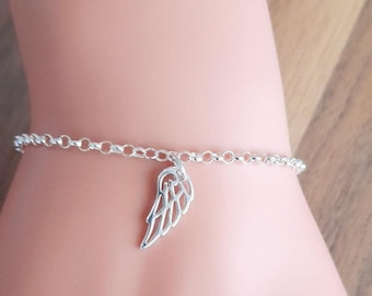 Angel Wing Charm Bracelet: Sterling Silver 925 Jewellery